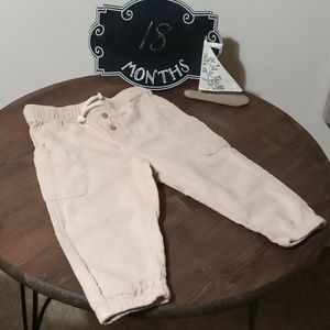 H &M BABY BOYS TAN  LINEN BLEND PULL ON JOGGERS SZ 18M